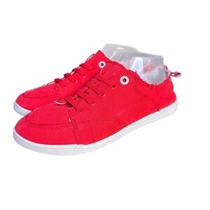 Vionic Pismo Red Canvas LaceUp Sneakers Women Sz 9 Orthotic Arch Support Comfort